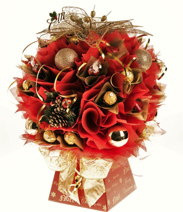 Red and Gold chocolate bouquet for Christmas